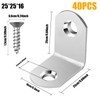 NAHUAA Pack of 40 Stainless Steel Angle Brackets 25 x