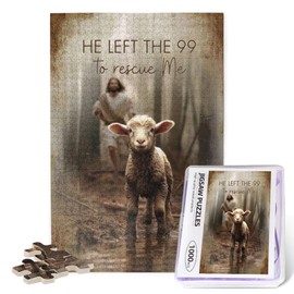 VelumVista 1000 Pieces Christian Jesus and Lamb Jigsaw Puzzles for Adults Jesus Running After Lost Lamb Wooden Puzzles Family Activity Game Challenge Puzzles for Easter Hallowen Christmas