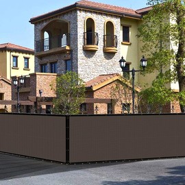 Coarbor 6'x10' Privacy Fence Screen Heavy Duty Fencing Mesh Fabric Shade Cover for Balcony Patio Deck Outdoor Garden Backyard, Brown