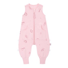 LAT Baby Sleeping Bag with Feet, 0.5 Tog, 100% Cotton Baby Summer Sleeping Bag, Soft and Breathable Baby Sleeping Bag with Legs and Pockets for Children, Pink Dinosaur, S