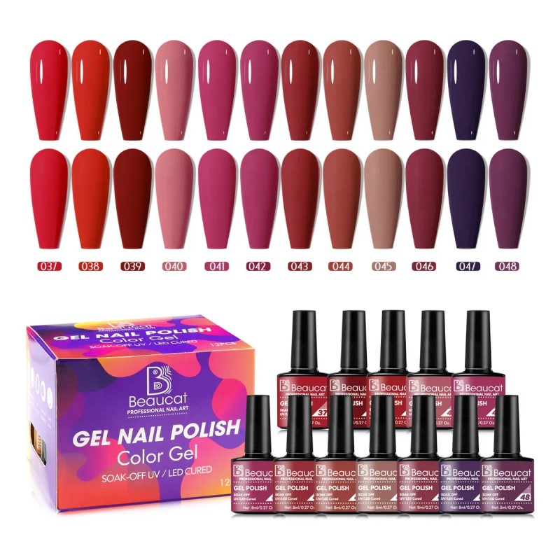 Gel Para Esmalte De Uñas Semipermanentes Beaucat (12 Kit De)