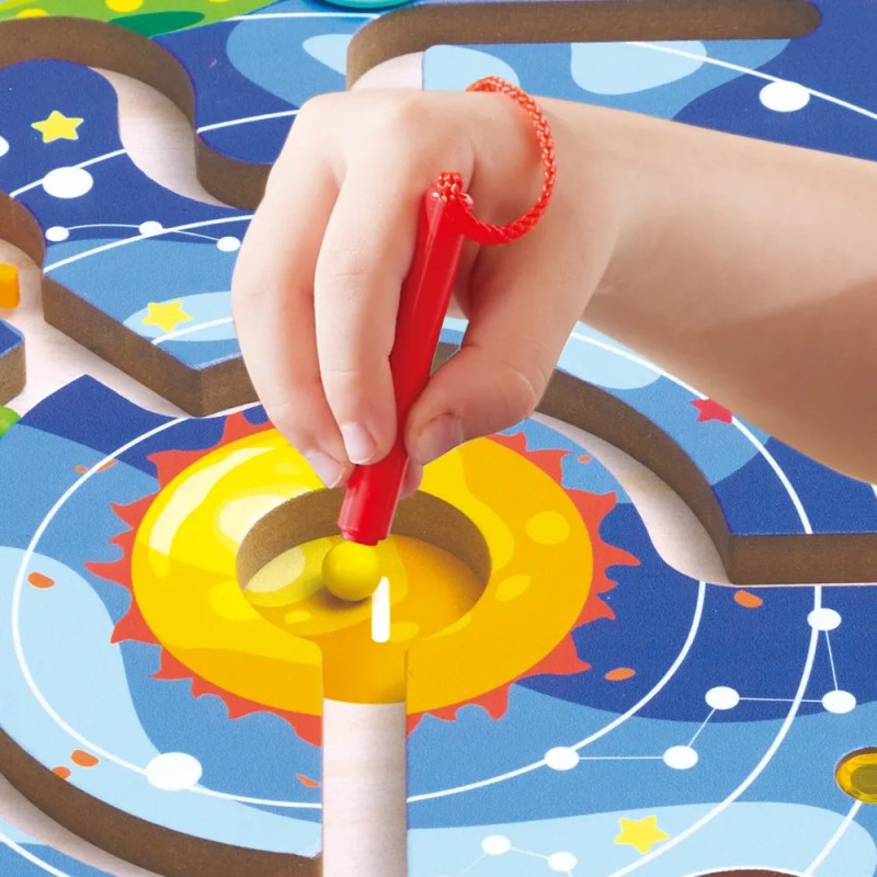 Juego 2 En 1: Laberinto Espacial Y Tangram Hape Azul