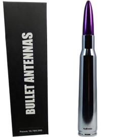 50 Caliber Chrome with Purple Tip Bullet Antenna for All Ford F150 F250 F350 F450 F550 Platinum King Ranch Raptor XL XLT Lariat (Purple)