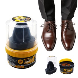 BullTek Instant Shine Cream with Sponge, Renews and Revives the Skin of Shoes, Handbags, Boots - Self-Levelling to Protect and Shine Leather, brown