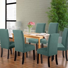 NORTHERN BROTHERS Dining Room Chair Slipcovers Dining Chair Covers Parsons Chair Slipcover Stretch Chair Covers for Dining Room Set of 8,Dark Cyan