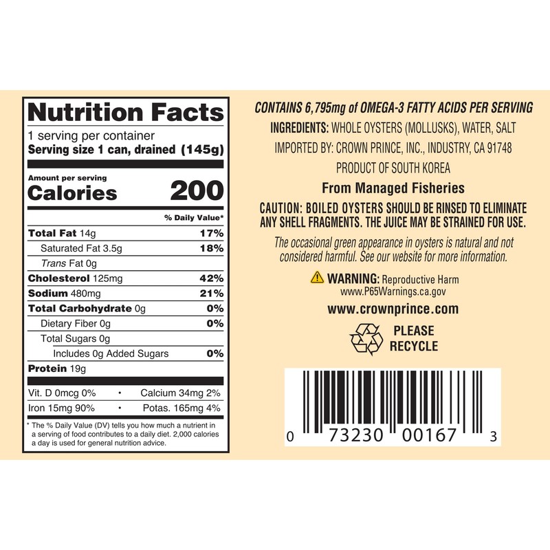 Ocean Prince Boiled Oysters, 8-Ounce Cans (Pack of 12)