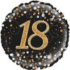 Oaktree 18" 18th Sparkling Fizz Birthday Black & Gold Holographic