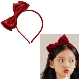 Velvet Red Bow Headband for Girls Bowknot Headbands Bow Head Bands Christmas Party Costumes Cosplay Headbands for Women Girls Red Bows Hair Band Hairbands Bowknot Headpiece
