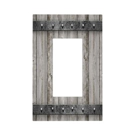 Rustic Barn Door Wooden Western Country 1 Set Rocker Light Switch Wall Plate Cover Panel Decorative Panel for Bathroom Home Living Room Bedroom Decor