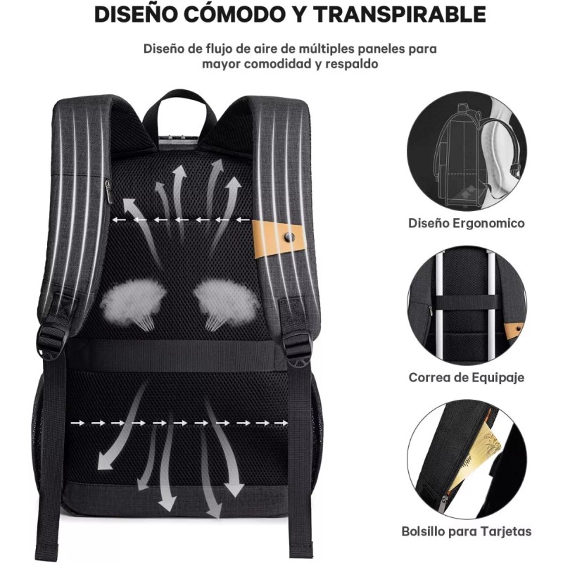 HC Life Mochila Casual Antirrobo Cómoda Urbana Carga Usb Lap