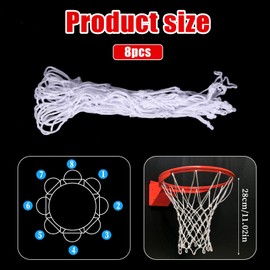 8 Pcs Mini Basketball Nets Replacement for 8"-10.25" Basketball Rims with 8 Loops White Nylon Small Basketballs Hoop Net Basketballs Rims Thicker Ropes Weaved All Weather