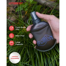UTOBEST Soft Flask, Flexible TPU Hydration Water Bottle, Collapsible with 28mm Caliber for Running, Hiking, Cycling, Climbing, and Marathon (Purple, 150ml (2 Pack))