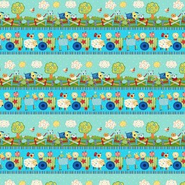 Little Red Barn Repeating Stripe Cotton Fabric Studio e by The Yard