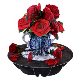 SANTORO Pirouette, 3D Pop Up Greeting Card - Roses - For Her, For Mum, Birthday, Mothers Day, Valentine's Day | Flowers, Bouquet, Red Roses, Blooms