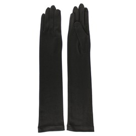 GlovesDEPO Women's Arm Cover, Organic Cotton, Luoyang Dye, Long Gloves, 5 Finger, Black