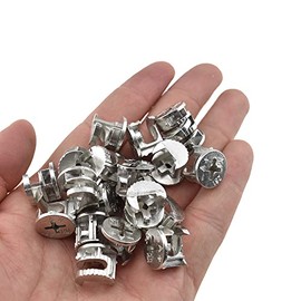 Hahiyo Furniture Connector Cam Lock Fittings Dowel Flat Back Fastener Table Side Knock Down Rock Solid Fit Hole Properly Good Grab for Drawer Dresser Cabinet 20PCS 12x15mm