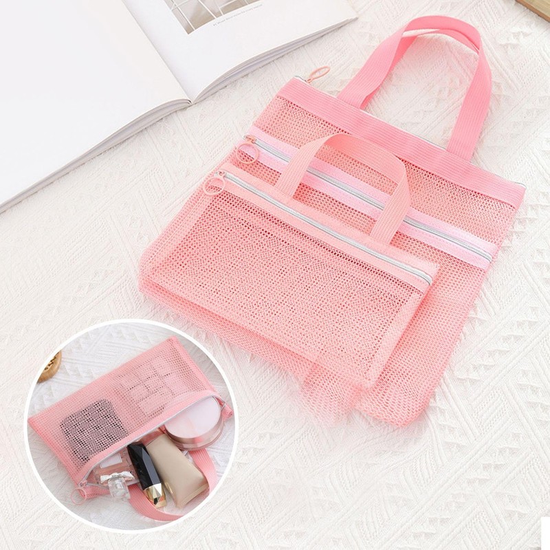 2 Pieces Mesh Tote Bag, Large Capacity Storage Bag, Portable