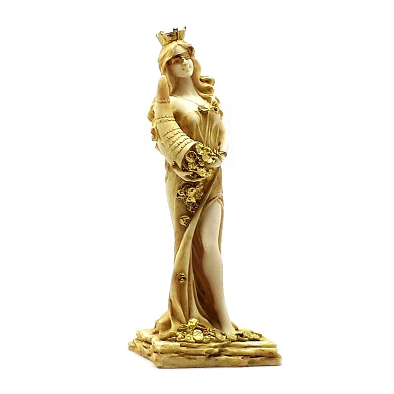 Goddess of Wealth Tyche Lady Luck Fortuna Statue Alabaster Sculpture