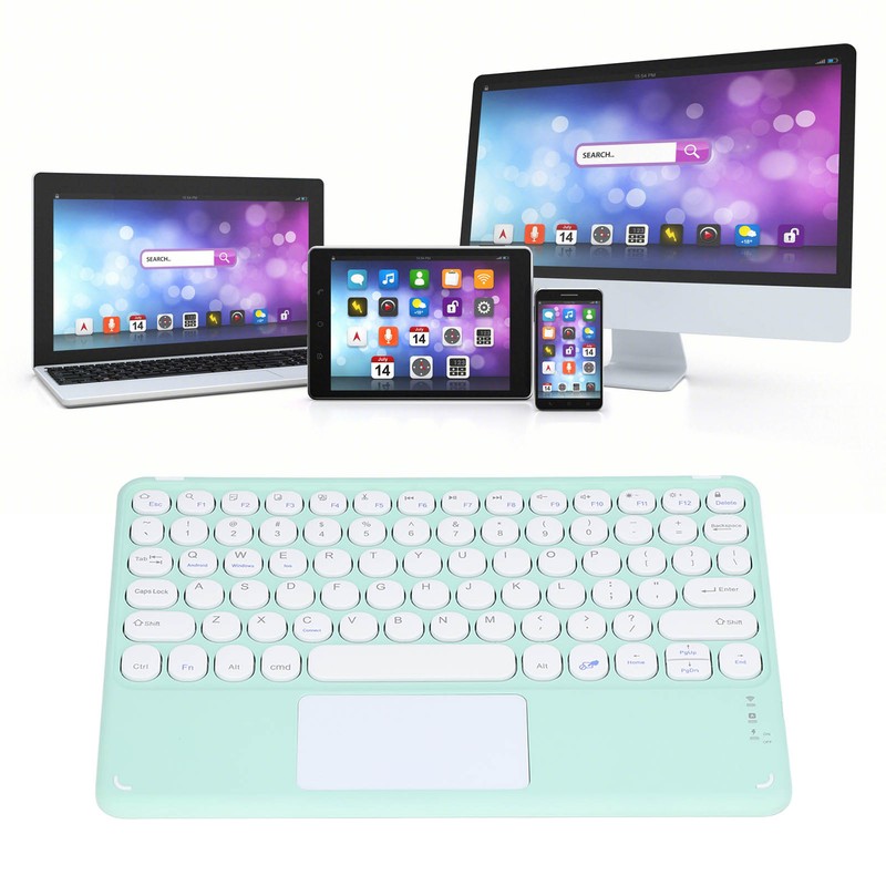 Touch Wireless Keyboard Round Keycaps Ergonomic Design Ultra Thin Smart