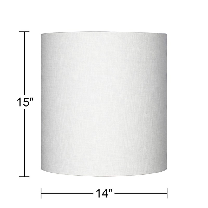 White Tall Linen Large Drum Lamp Shade 14" Top x