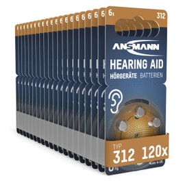 Ansmann ANSMANN Hörgerätebatterien Typ 312 braun P312 ZL3 PR41, 120 Stück, Zink-Luft 1,4V, Vorratspack,Batterien für Hörgeräte Hörhilfen,leicht greifbar