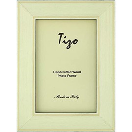 Tizo 4 x 6" Inch Double Gold Border Wood White Picture Frame