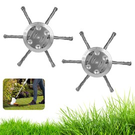 OFFCUP Steel Wire Trimmer Head, 2pcs 6 Head Grass Trimmer Cutter Head, Universal Solid Steel Wire Brush Strimmer Head for Lawn Rotating Replacement Tool, Brushcutter Attachment