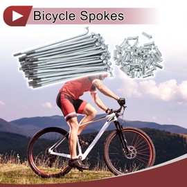 A ABSOPRO 36 Set 13G Bicycle Spokes 76mm Bike Wheel Spokes Galvanized Carbon Steel Silver Tone