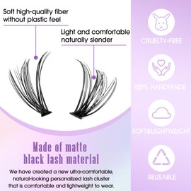 Cluster Lashes Kit - 280Pcs Wispy Individual Eyelashes 8-16mm Mix Cluster D Curl DIY Fluffy Eyelash Extensions Kit with Lash Bond and Seal,Tweezers Comb