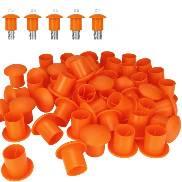 60Pcs Rebar Safety Caps Oragne Plastic Mushroom Cap Plastic Rebar Cap Covers Protective End Caps for Rebar Stake #3 - #7