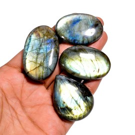 Natural [40mm+] 3pcs Large Labradorite Gemstones Cabochons, Jewelry Making Loose Gemstone, Polished Gems, DIY, Wire Wrapping, Reiki, Wikka, Healing Crystals, Bulk Gemstone Deal [250+cts]