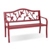 PHI VILLA Red Bird Garden Bench, 50” Metal Outdoor Bench