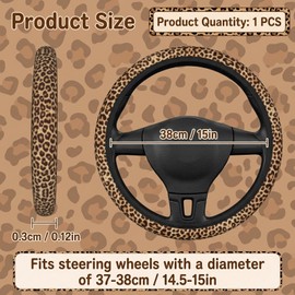 Leopard Print Car Accessories, Fashionable Steering Wheel Cover, Universal Fit for Most Vehicles, Non-Slip Grip Design, Durable Material Construction, Easy Installation Process