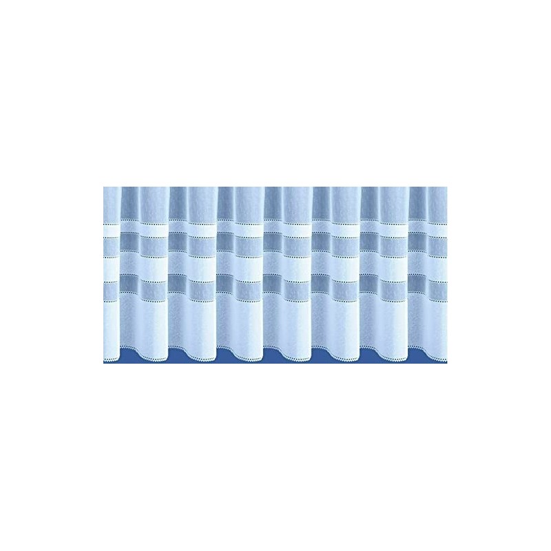 Maple Textiles Horizon Semi-Plain Stripe Ribbon Band White Net Curtain