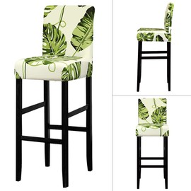 Jacquard Bar Chair Stool Cover - 4 Pack Stretch Bar Stool Covers with Backs Barstool Slipcovers Bar Stool Chair Covers Chair Slipcover Pattern for Short Swivel Dining Chair Counter Height Side Chairs