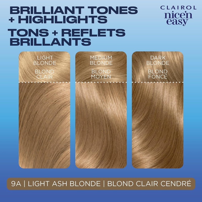 Clairol Nice'n Easy Permanent Hair Dye, 9A Light Ash Blonde