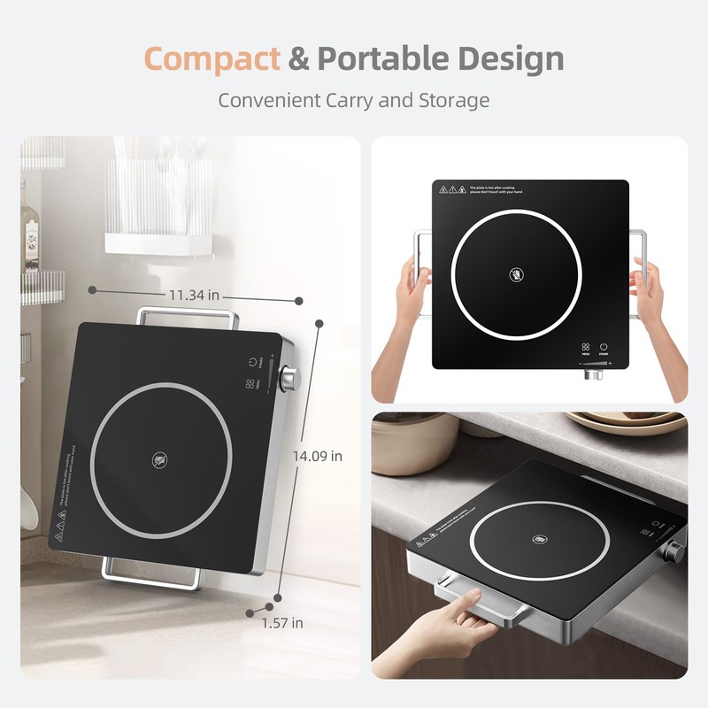 Hot Plate Electric Single Burner,SOPINWAEH 1800W Portable Countertop Ceramic Cooktop