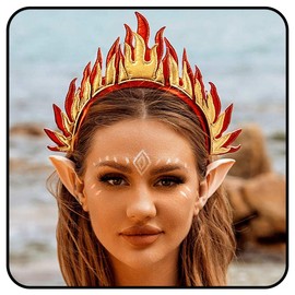 Zoestar Fire Headband Red Flame Headbands Goddess Fire Crown Headdress Carnival Festival Costume Hair Accessories for Women (A, One Size), Non-precious metal, /
