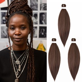 Gairyan Pre Stretched Braiding Hair 26 Inch Easy Braids Extensions Synthetic Hair for Braiding Pre-Stretched Braiding Hair 3 Packs Natural Yaki Texture EZ Braids Synthetic (Light Auburn)