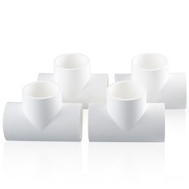 Tee 3way 1-1/2 inch PVC Fittings Corner Cross Elbow for Greenhouse Shed Pipe, Tent Connection Tee, Furniture Build Grade SCH40 [4 PACK]