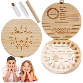 Aolso Tooth Fairy Box, Tooth Keepsake Box, Teeth Fairy Keepsake Storage Box, Baby Tooth Storage Box, Wooden Tooth Fairy Box to Keep The Childhood Memory for Tooth Loss Baby Birthday Gifts