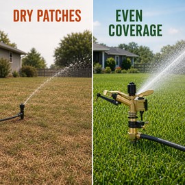 360° Rotating Impact Rain Gun Sprinkler Head, 1/2–2 Inch Thread Options, Plastic, Zinc Alloy or Brass for Farm, Lawn, Garden and Greenhouse Irrigation