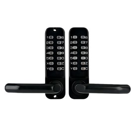 Double-Sided Keyless Entry Door Lock, Mechanical Keypad Double Door Lock with Handle, Waterproof Zinc Alloy Door Gate Lock with Code for Yard Garden Garage, Easy to Install (Black)
