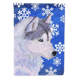 Caroline's Treasures SS4602GF Siberian Husky Winter Snowflakes Holiday Flag Garden Size, Small, Multicolor