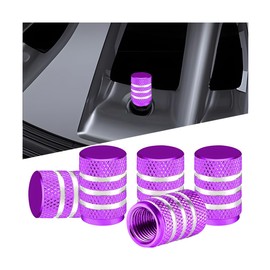 TSUGAMI Car Tire Valve Stem Caps, 5PCS Aluminum Corrosion Resistant Tyre Stem Air Covers with Liner, Leak-Proof Automotive Exterior Protection Accessories, Universal for SUV, Truck (Purple)