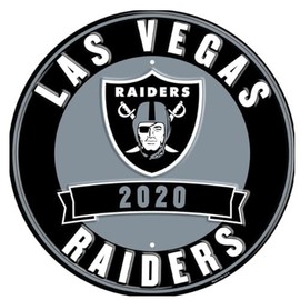 Signs 4 Fun Round Sign | Raiders | 12” Diameter | Embossed Aluminum Sign | Made in the USA
