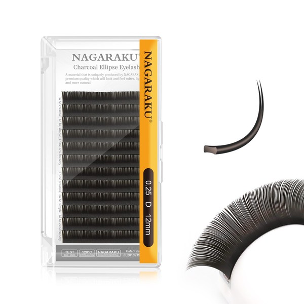 NAGARAKU Double Tips Flat Ellipse Eyelash Extensions Supplies 0.25 D
