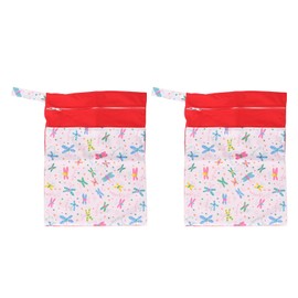 2pcs Cloth Diaper Wet Dry Bags Waterproof Reusable Wet Bags with Two Zippered Pockets for Swimsuits Wet Clothes B19
