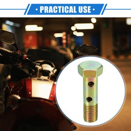 VekAuto Double Banjo Bolt Kit, M8x1.0 Length 32mm Metric Thread Turbo Brake Line Fitting Adapter Universal for Car Durable Metal Bronze Tone W/Washers Spacer