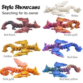 3D Printed Dragon - 18 inch Flying Flexible Dragon with Wings, Home Decor, Birthday Gift, Desk Pet (Golden)